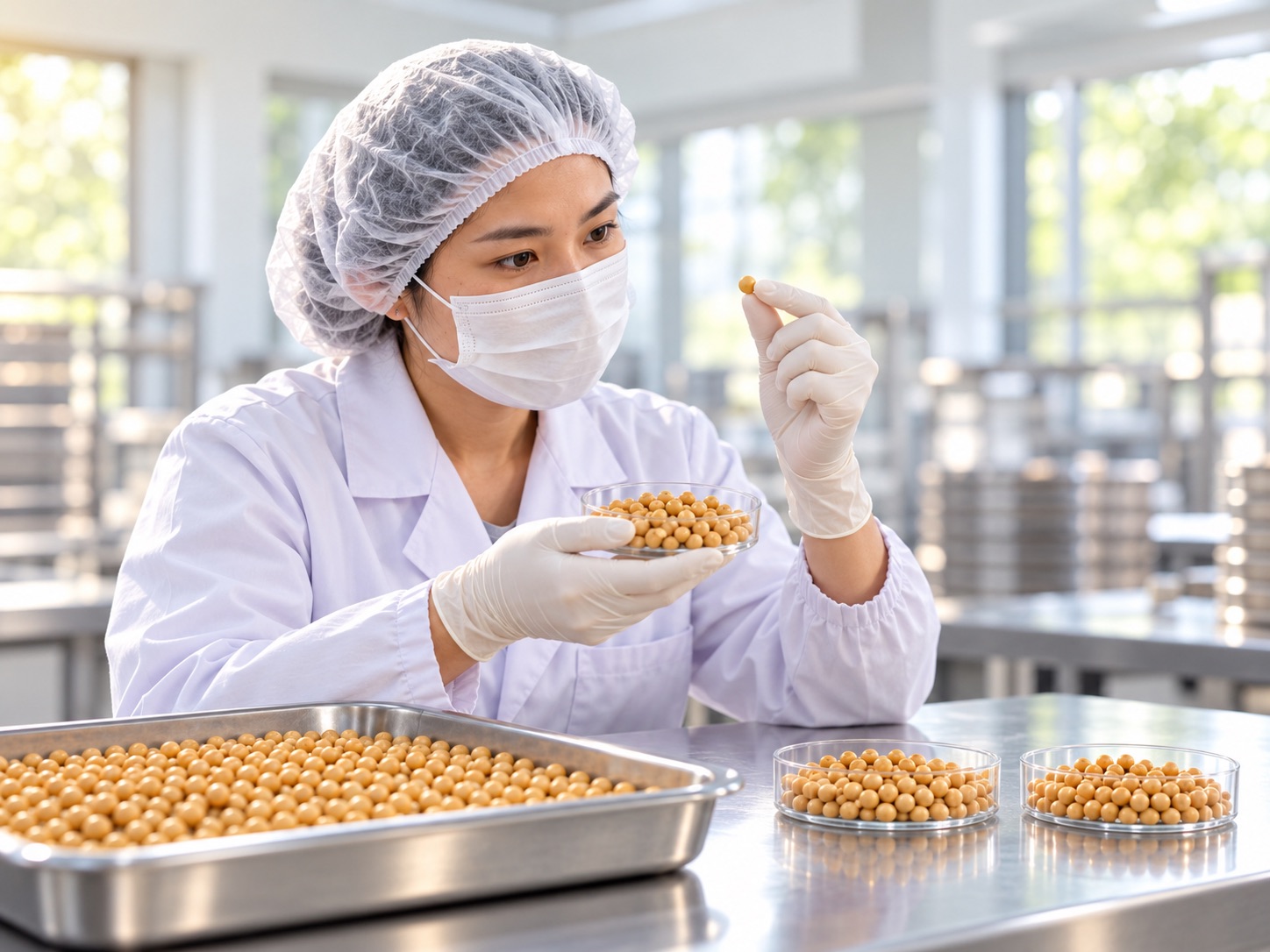 Hình minh họa một người quan sát, lựa chọn hạt đậu nành